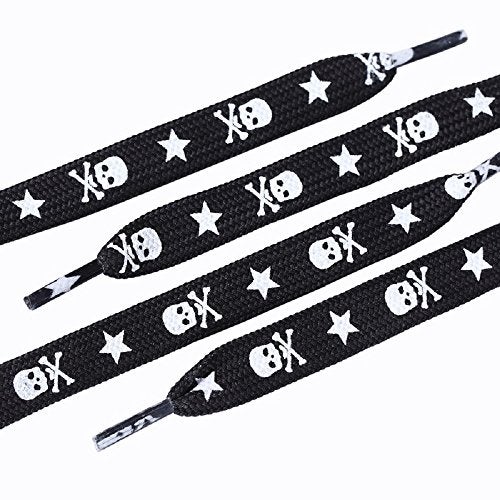 Xiazw 47" Cool Flat Women Men Shoelace Shoe Laces String,2 Pair Pack (Black) - Image 1