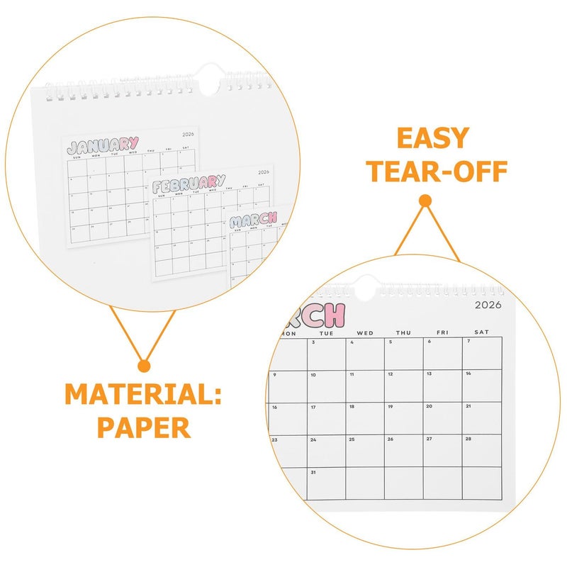 تقويم حائط ورقي حلزوني كبير لعام 2026، شهري، للمكتب المنزلي - Image 4