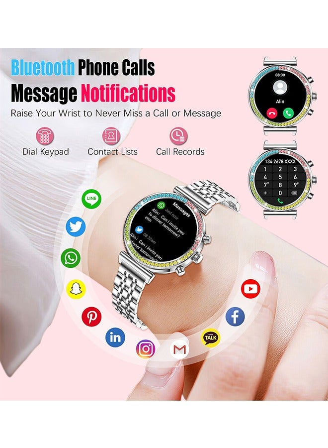 RollsTimi  Smart Watch for Women,1.27"HD Diamonds Luxury Smartwatch for Android iPhone Phones,Fitness Trackers with 8+ Sport Modes/Heart Rate/IP67 Waterproof/Sleep Monitor,Full Silver  - Image 4