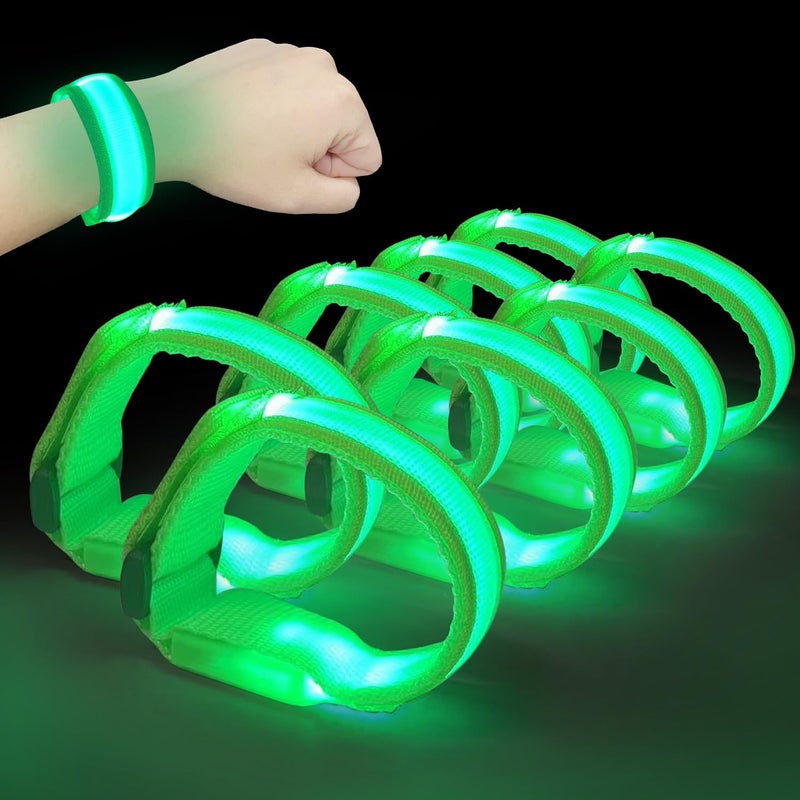 M.best Mbest 8pcs LED Light Up Bracelets Glow Flashing Wristbands Glow in The Dark Party Supplies for Wedding Raves Concert CampingSporting Events Party Green - Image 3