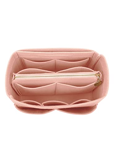 LEXSION Felt Purse Bag Organizer Insert with zipper Bag Tote Shaper Fit Speedy Neverful PM MM 8021 Pink L - Image 1