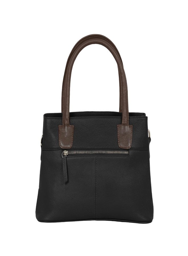 OMAX Natural Real Leather Designer Branded Ladies Handbags, Shoulder Bags, Sling Bags, Ladies Purse, Satchels, Clutches for Women Daily use (L-12 Inch X H- 8.5 Inch W- 4.5 Inch) (Black) - Image 2