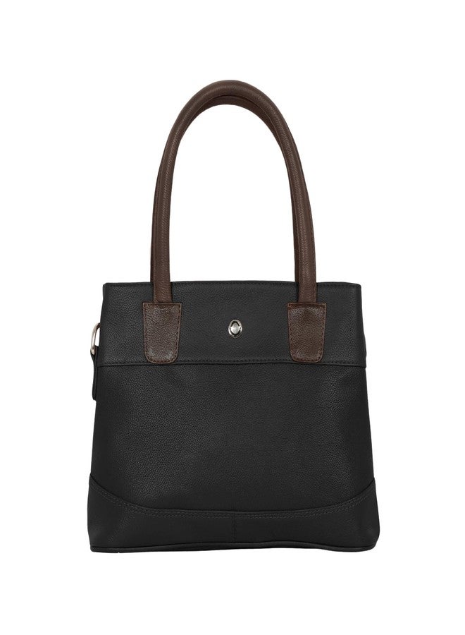 OMAX Natural Real Leather Designer Branded Ladies Handbags, Shoulder Bags, Sling Bags, Ladies Purse, Satchels, Clutches for Women Daily use (L-12 Inch X H- 8.5 Inch W- 4.5 Inch) (Black) - Image 1