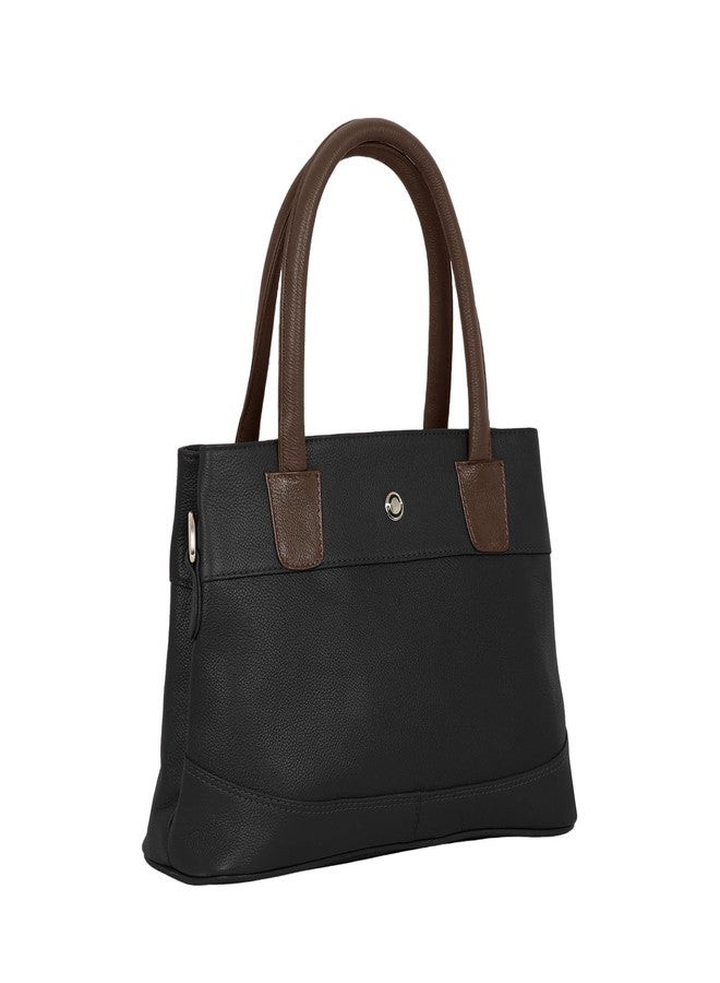 OMAX Natural Real Leather Designer Branded Ladies Handbags, Shoulder Bags, Sling Bags, Ladies Purse, Satchels, Clutches for Women Daily use (L-12 Inch X H- 8.5 Inch W- 4.5 Inch) (Black) - Image 5