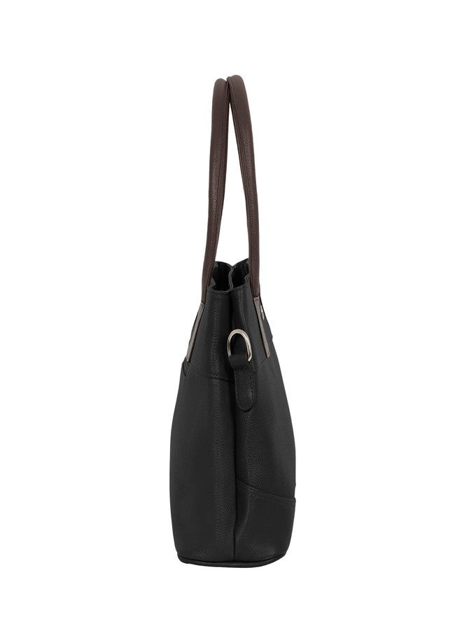 OMAX Natural Real Leather Designer Branded Ladies Handbags, Shoulder Bags, Sling Bags, Ladies Purse, Satchels, Clutches for Women Daily use (L-12 Inch X H- 8.5 Inch W- 4.5 Inch) (Black) - Image 4