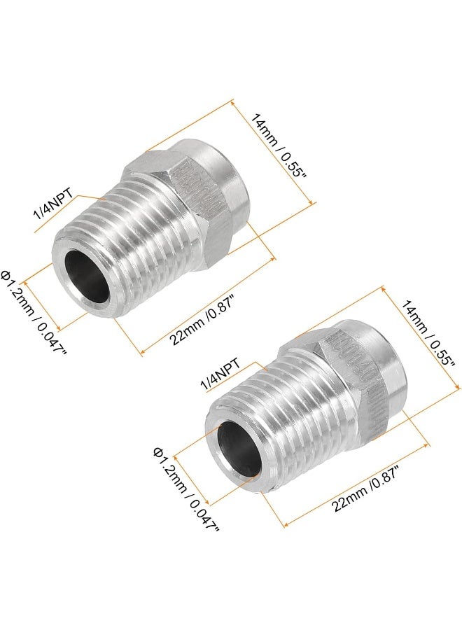 uxcell 304 Stainless Steel Pressure Washer Nozzle, 1/4Npt Thread Spray Tip, 0 Degree And 40 Degree, 1.2Mm Orifice Diameter 1 Set  - Image 2