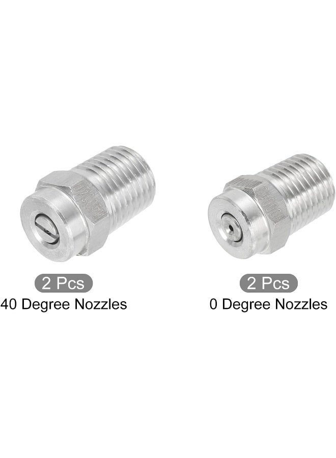 uxcell 304 Stainless Steel Pressure Washer Nozzle, 1/4Npt Thread Spray Tip, 0 Degree And 40 Degree, 1.2Mm Orifice Diameter 1 Set  - Image 3