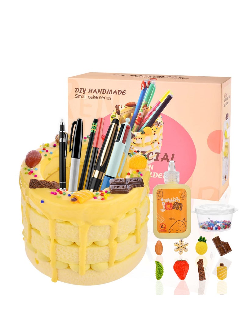 Barakah Kawaii Pen Holder, Diy Cake Round Cute Desktop Supplies Standing Organizer Kids Pencil Container for School, Home, Office Supplies - Image 2
