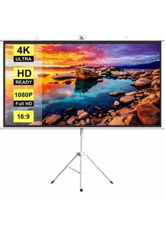 ET-LIFE 84 inch 16:9 Portable Projector Screen, White Fiberglass Material, 2-in-1 Wall Mount & Tripod Stand ET84W-169 for Outdoor and Indoor  - Image 1