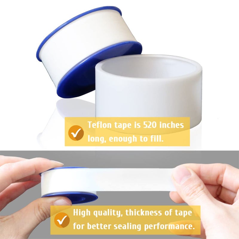 VOTMELL 4 Rolls 3/4 Inch(W) X 520 Inches(L) Teflon Tape for Plumbers, PTFE Thread Seal, Pipe Sealing, Shower Head - White - Image 3