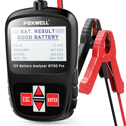 FOXWELL BT100 PRO 12V Car Battery Tester, 100-1100CCA Battery Load Tester, Automotive Digital Analyzer for Cars Trucks Motorcycles SUVs and Marine - Image 1