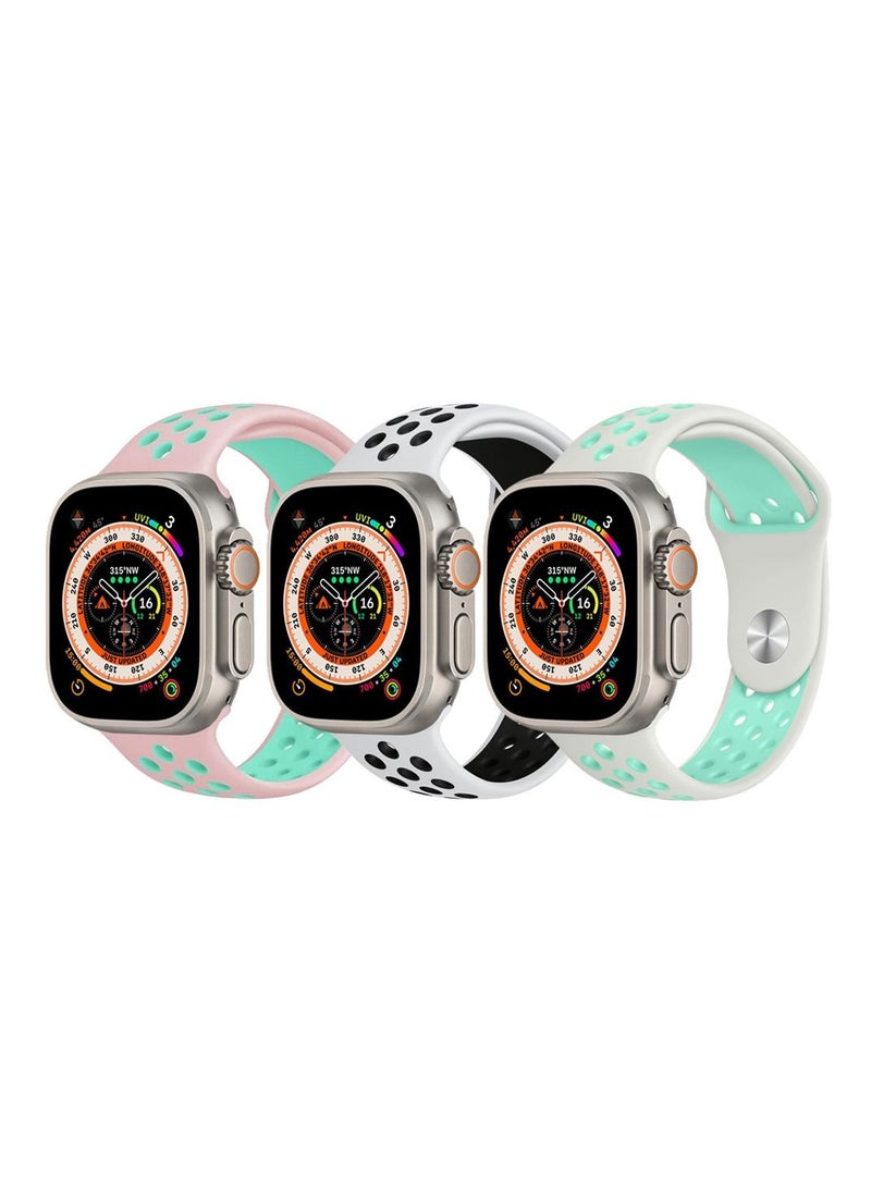 CATANES - 3 Pack For Apple Watch 49mm 45mm 44mm 42mm Silicone Sport Band Nike Strap Compatible With iWatch Series Ultra/8/7/SE/6/5/4/3/2/1 - Image 1