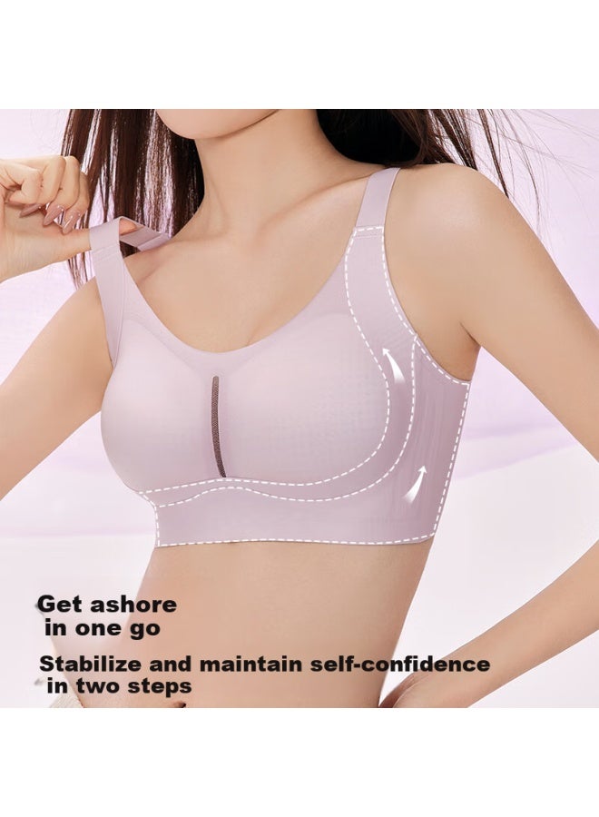 Gujin Women's Summer Breathable Hollow Cup Bra Push-up Side Breast Support Wire-free Fixed Cup Bra - Image 5