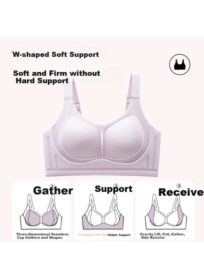 Gujin Women's Summer Breathable Hollow Cup Bra Push-up Side Breast Support Wire-free Fixed Cup Bra - Image 2