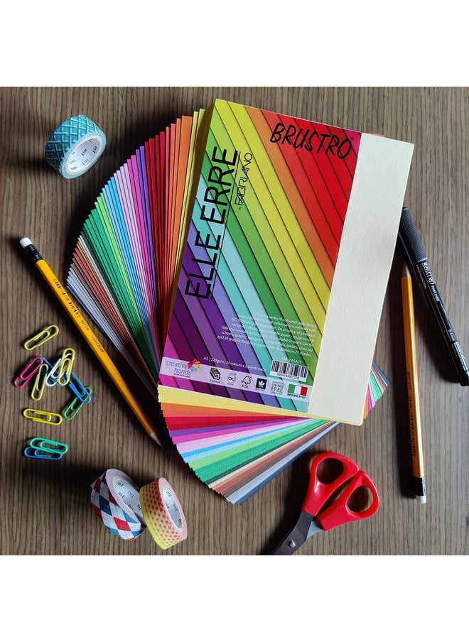 BRUSTRO BRUSTRO Elle Erre Coloured Card Stock Craft Paper A5 Size, 220 GSM Assorted Colour, Pack of 24 Shades X 2 Sheets (Total 48 Sheets).  - Image 4
