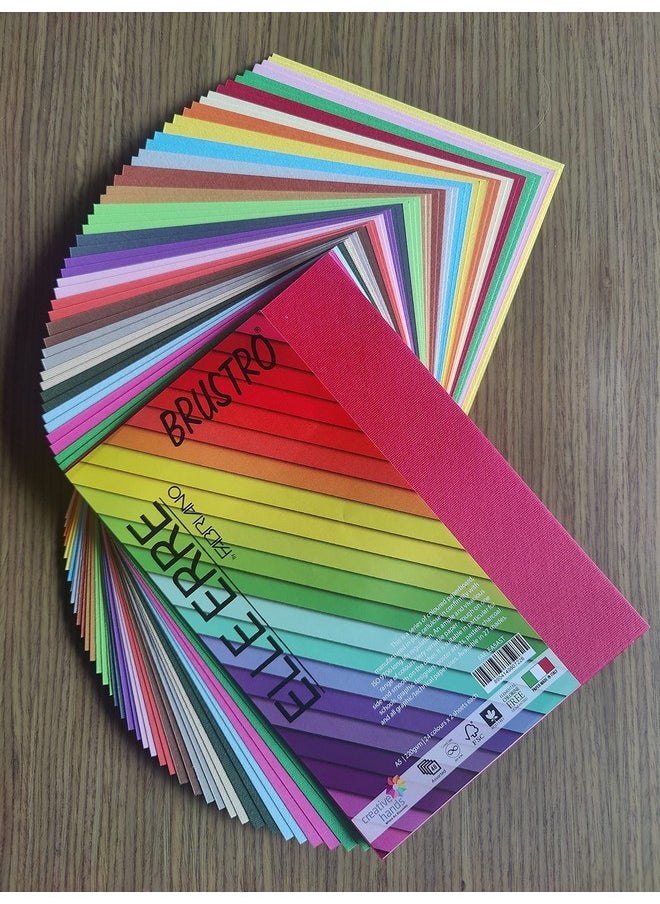 BRUSTRO BRUSTRO Elle Erre Coloured Card Stock Craft Paper A5 Size, 220 GSM Assorted Colour, Pack of 24 Shades X 2 Sheets (Total 48 Sheets).  - Image 3