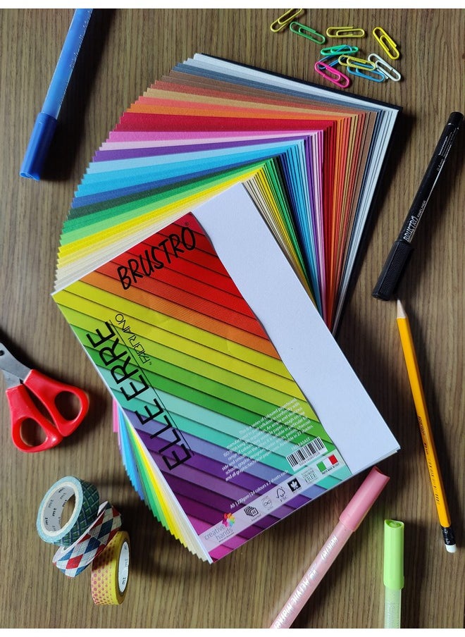 BRUSTRO BRUSTRO Elle Erre Coloured Card Stock Craft Paper A5 Size, 220 GSM Assorted Colour, Pack of 24 Shades X 2 Sheets (Total 48 Sheets).  - Image 5