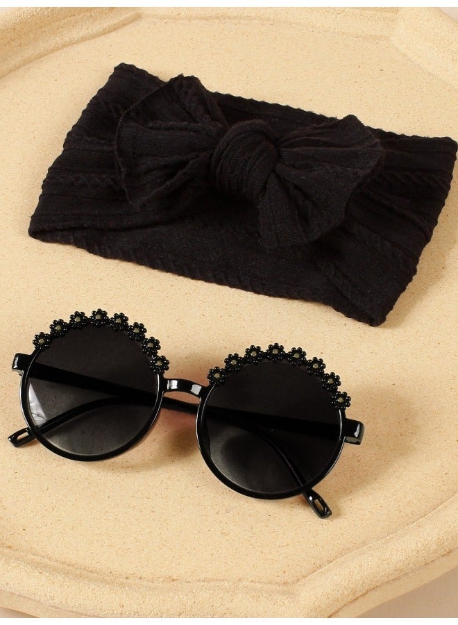 سينران SenRan 2 قطعة حماية الطفل من الشمس مجموعة: نايلون جاكارد قوس شعر ونظارات شمسية كومبو - Image 3