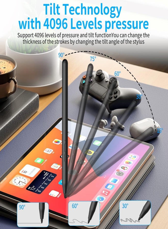 hacey Stylus Pen for HP Envy X360, Pavilion X360, Specter X360 Touch Screen Devices Rechargeable MPP 2.0 Tilt with 4096 Pressure Sensitivity Palm Rejection, Fast Charging, Magnetic Attachment, Black - Image 5