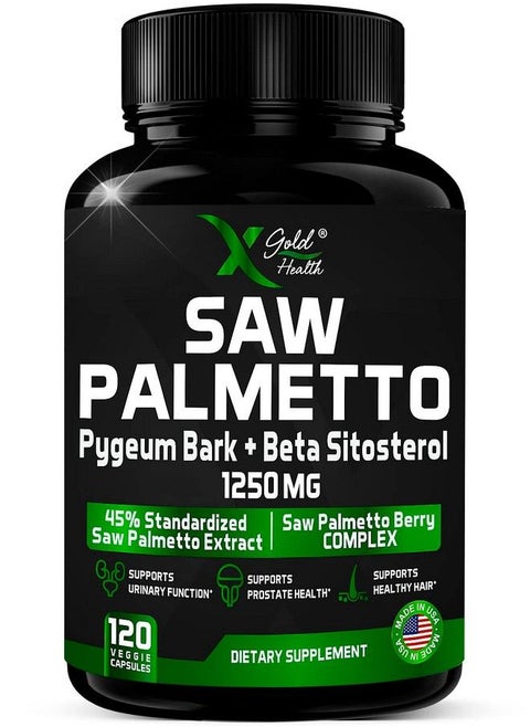 Saw Palmetto Pygeum Bark And Beta Sitosterol Supplement  Saw Palmetto Berry Complex Supplements  Urinary Function Prostate Inflammation  Dht Blocker For Hair Growth 120 Veggie Caps Made In Usa