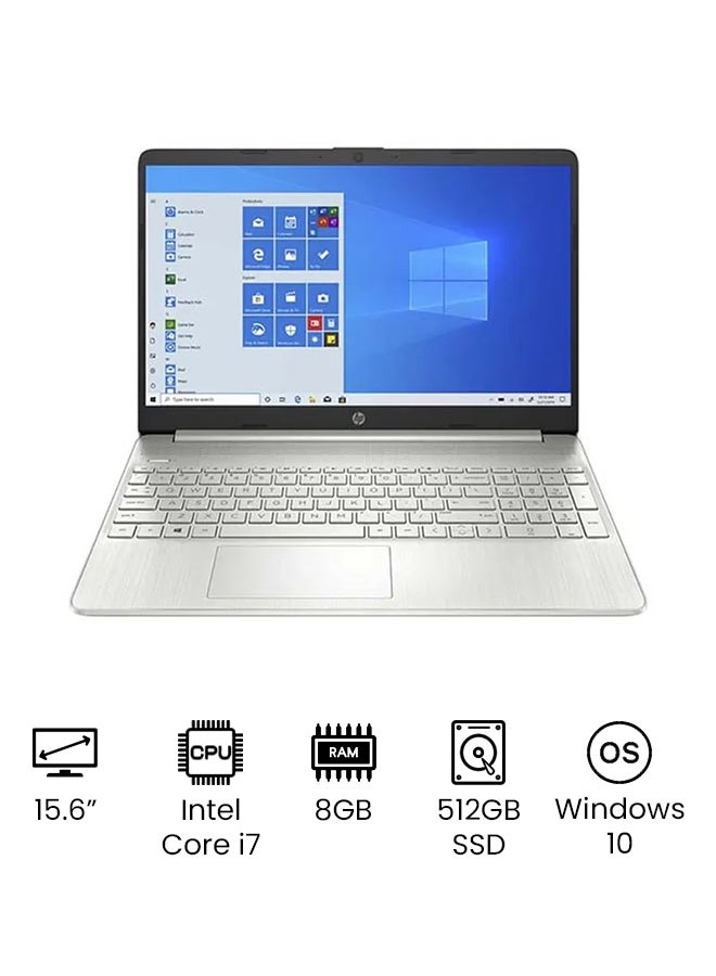 HP 15-DY2172 (نسخة مطورة) لابتوب بشاشة 15.6 بوصة بدقة Full HD، مع معالج Core i7-1165G7 من الجيل الحادي عشر/ذاكرة RAM سعة 8GB/قرص SSD سعة 512GB/رسومات Iris Xe/نظام Windows 10/نسخة دولية - Image 1