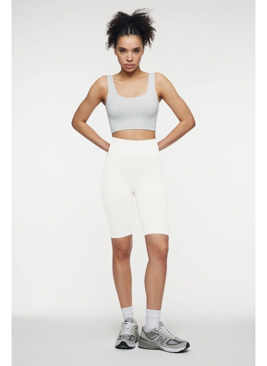 Mistirik Mystical Knitted Model Biker Shorts Plain Loose Push Up Effective Ecru Color