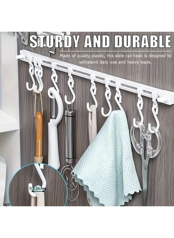 15.75 Inch Wall Mounted Sliding Rail Hooks 10 Pack Space Saving Multi Functional Storage Rack - Image 4