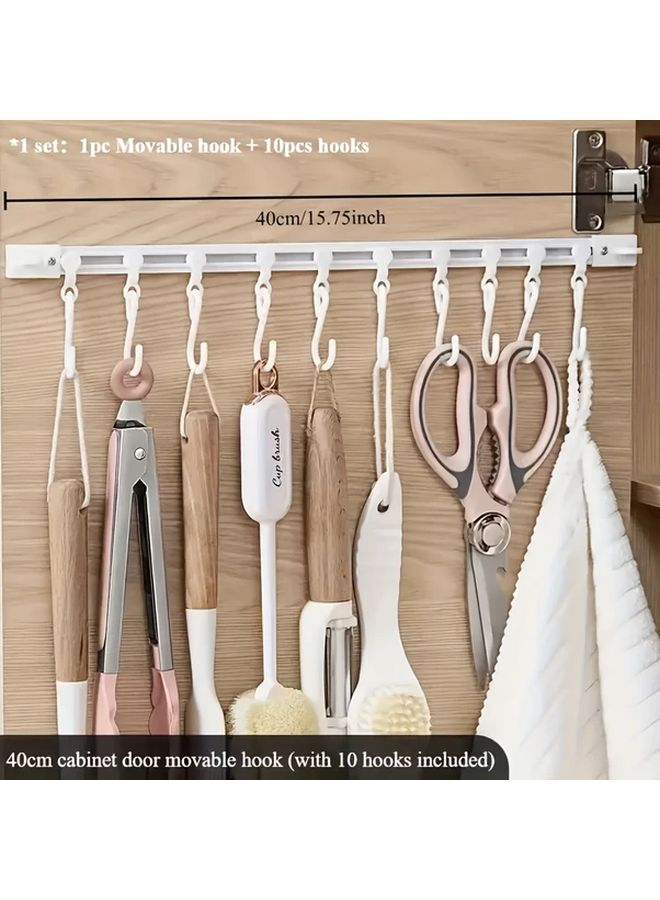 15.75 Inch Wall Mounted Sliding Rail Hooks 10 Pack Space Saving Multi Functional Storage Rack - Image 5
