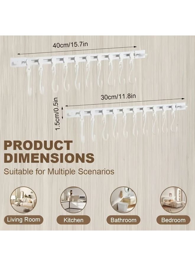 15.75 Inch Wall Mounted Sliding Rail Hooks 10 Pack Space Saving Multi Functional Storage Rack - Image 3