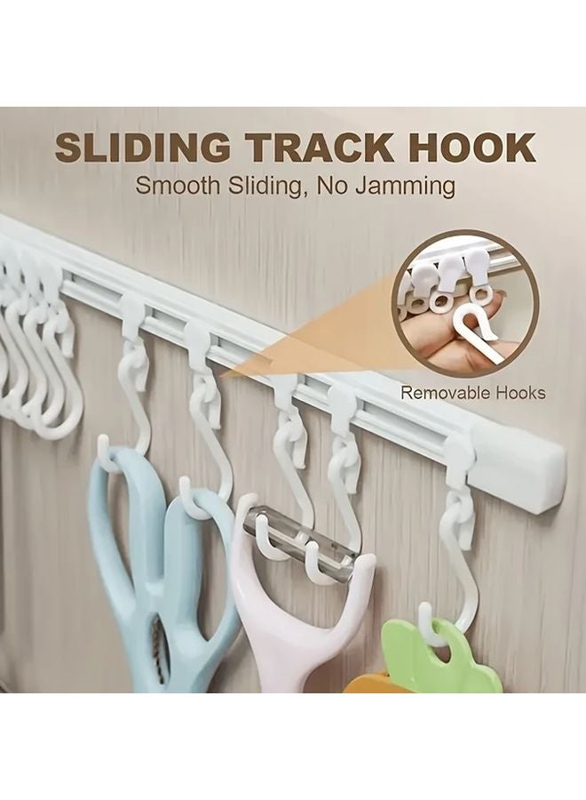 15.75 Inch Wall Mounted Sliding Rail Hooks 10 Pack Space Saving Multi Functional Storage Rack - Image 2