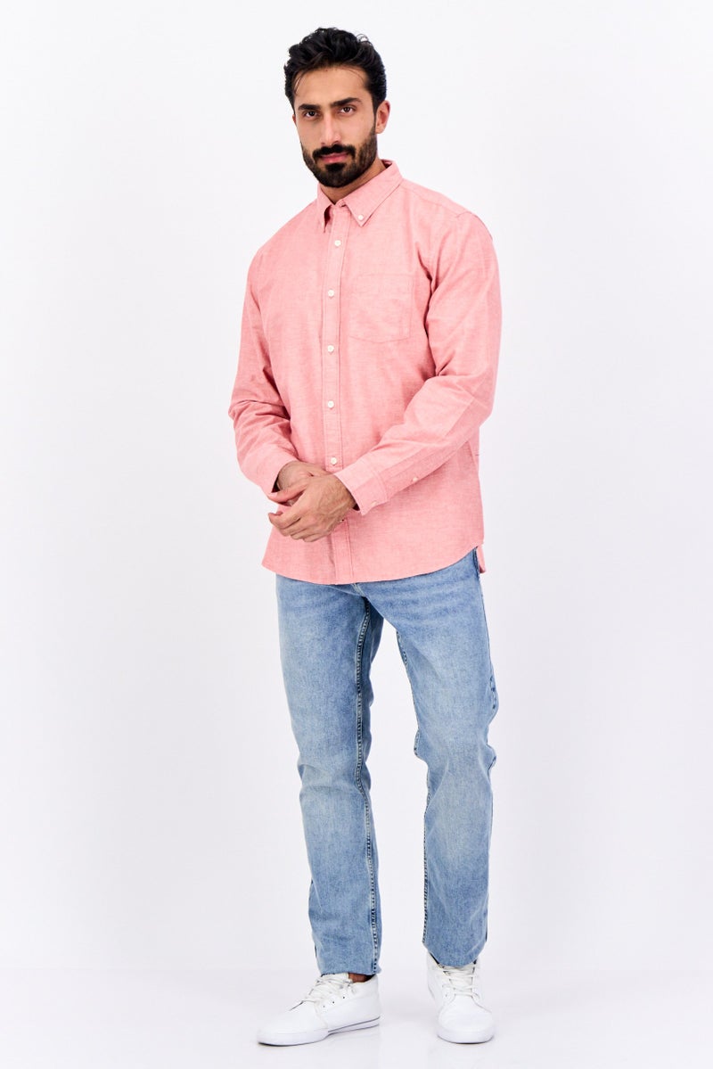 GAP قميص رجالي عادي بأكمام طويلة، لون أحمر هيثر - Image 3