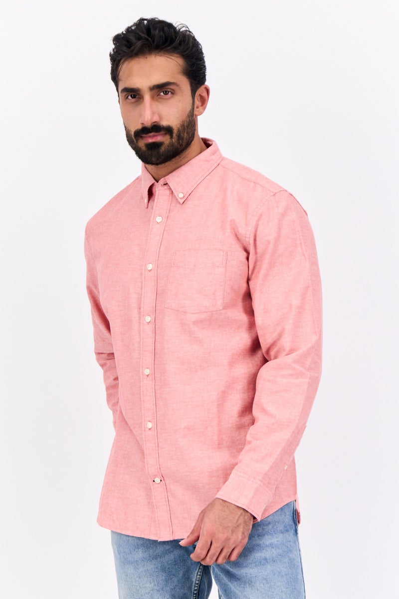 GAP قميص رجالي عادي بأكمام طويلة، لون أحمر هيثر - Image 1