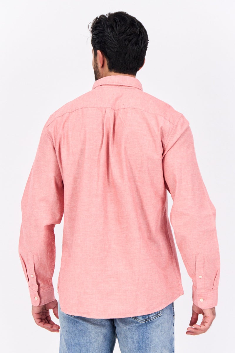 GAP قميص رجالي عادي بأكمام طويلة، لون أحمر هيثر - Image 4