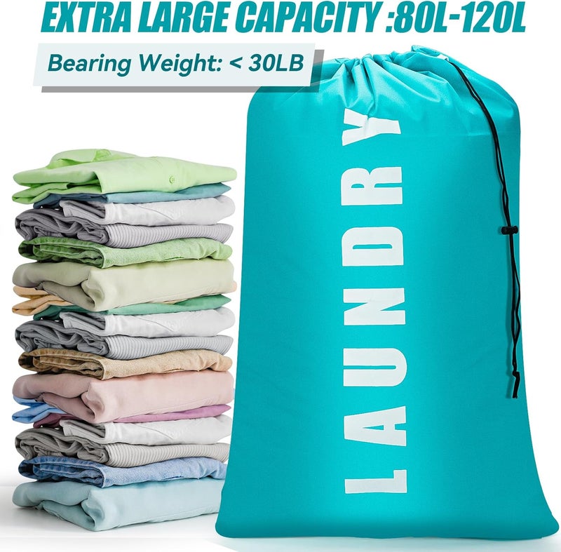 Isink Travel Laundry Bag, 2 Pack Large Bags for Dirty Clothes, Camp, 24" x 36" (Cyan + Gray) - Image 4