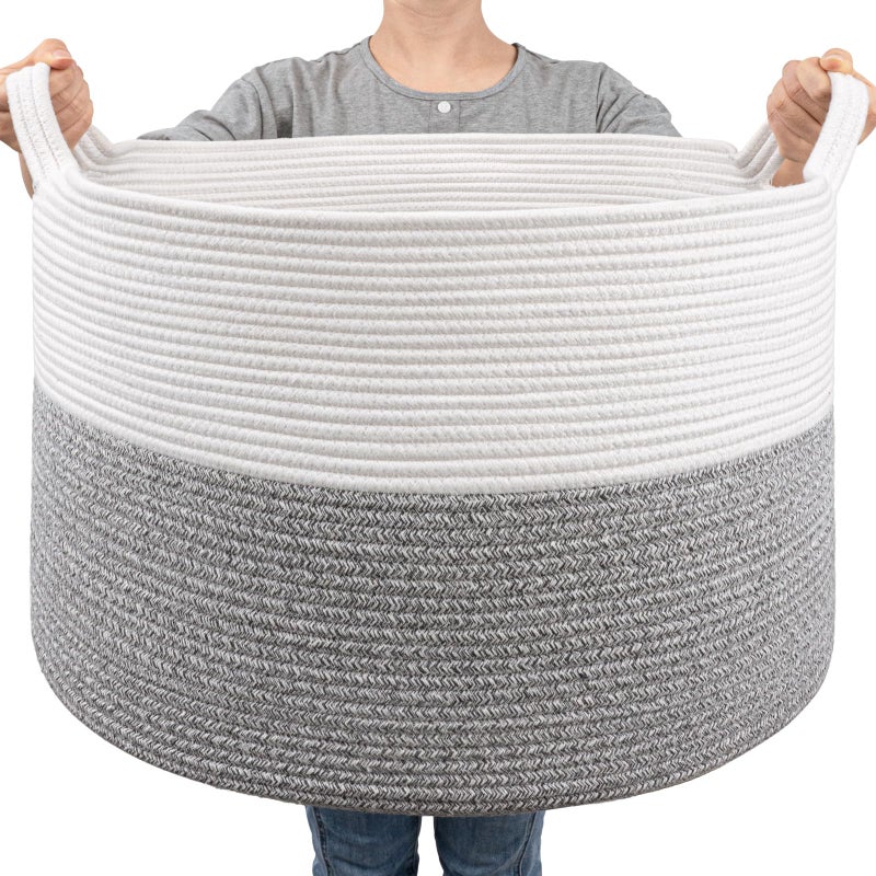 Goodpick Extra Large Rope Basket, 83L Blanket Basket Living Room, Baby Toy Storage, Woven Storage for Clothes, Big Toy Bin for Kids Organizer, 21.7 x 13.8 inches - Image 1