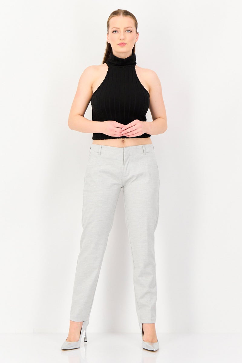 Reiko Women Cigarette Fit Heather Dress Pants, Light Grey - Image 3