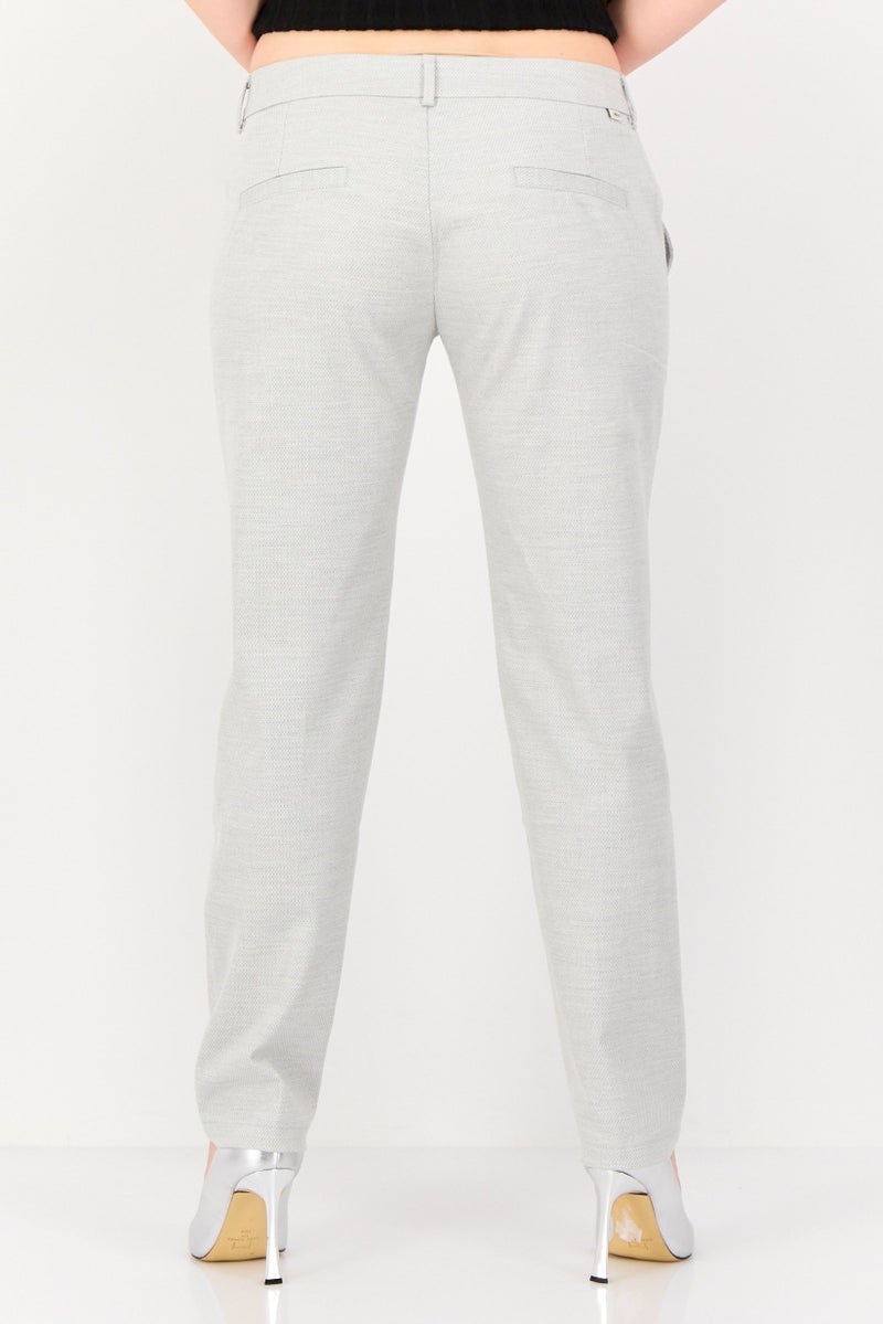 Reiko Women Cigarette Fit Heather Dress Pants, Light Grey - Image 4