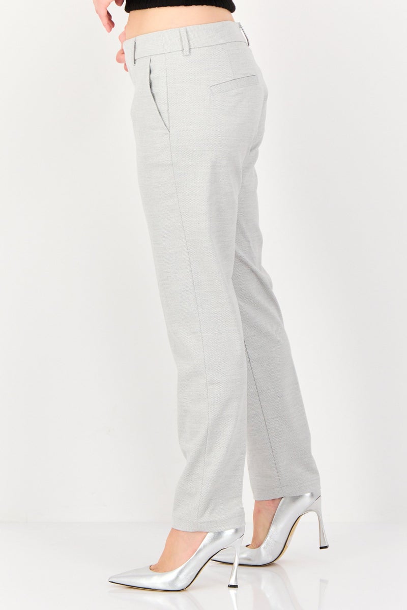 Reiko Women Cigarette Fit Heather Dress Pants, Light Grey - Image 2