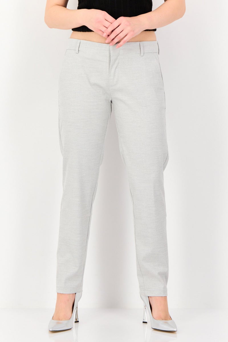 Reiko Women Cigarette Fit Heather Dress Pants, Light Grey - Image 1