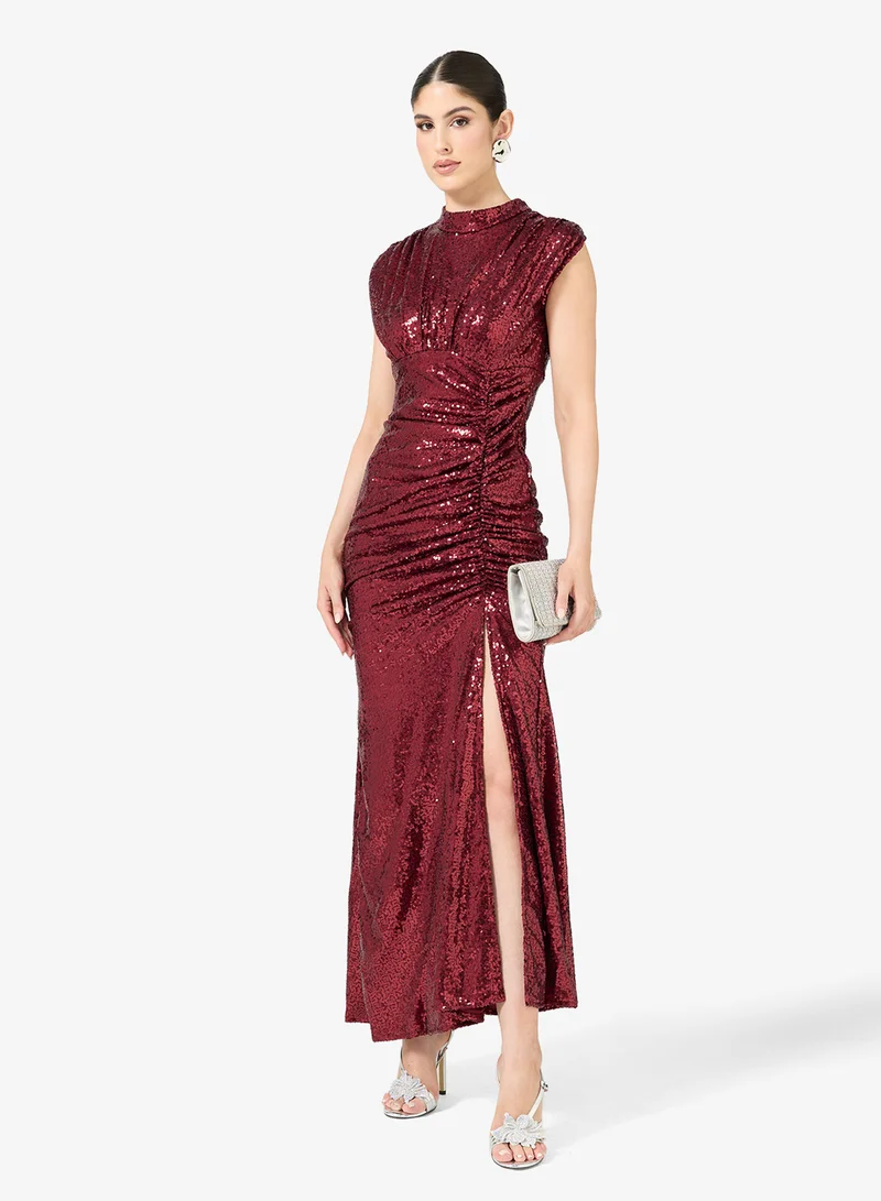 Ella Limited Edition Shimmer Ruched Dress With Slit
