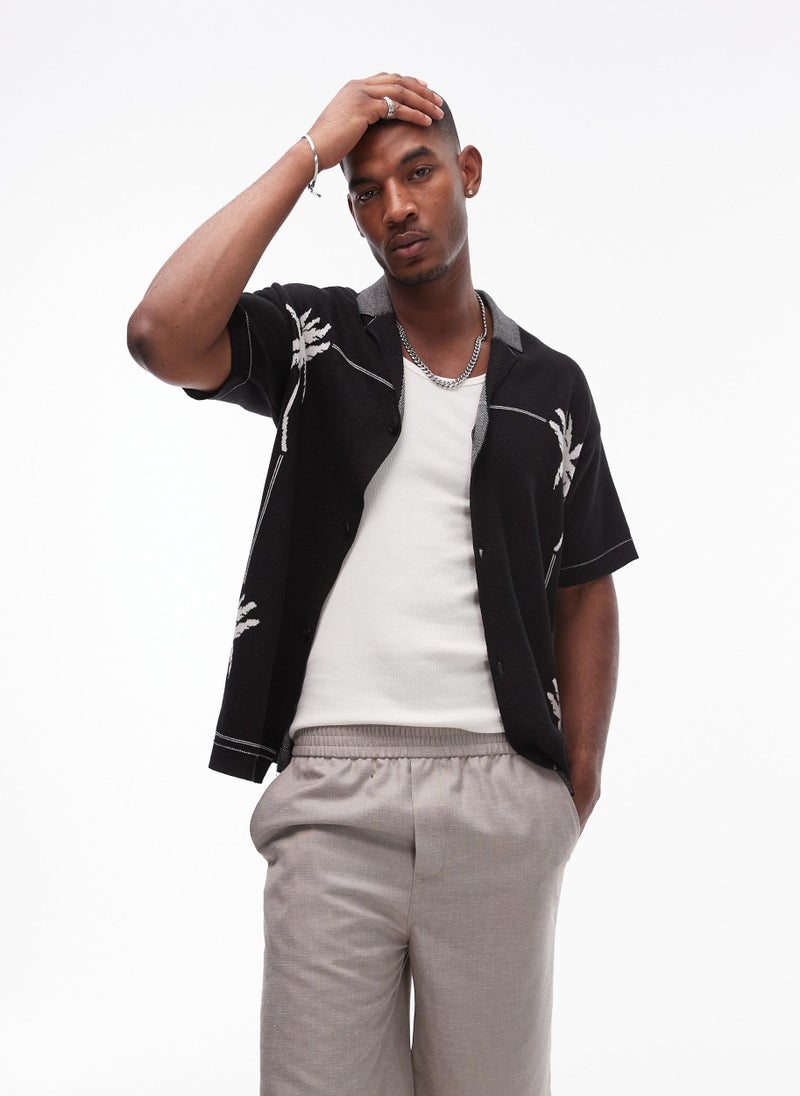 TOPMAN Palm Embroidery Polo - Image 1
