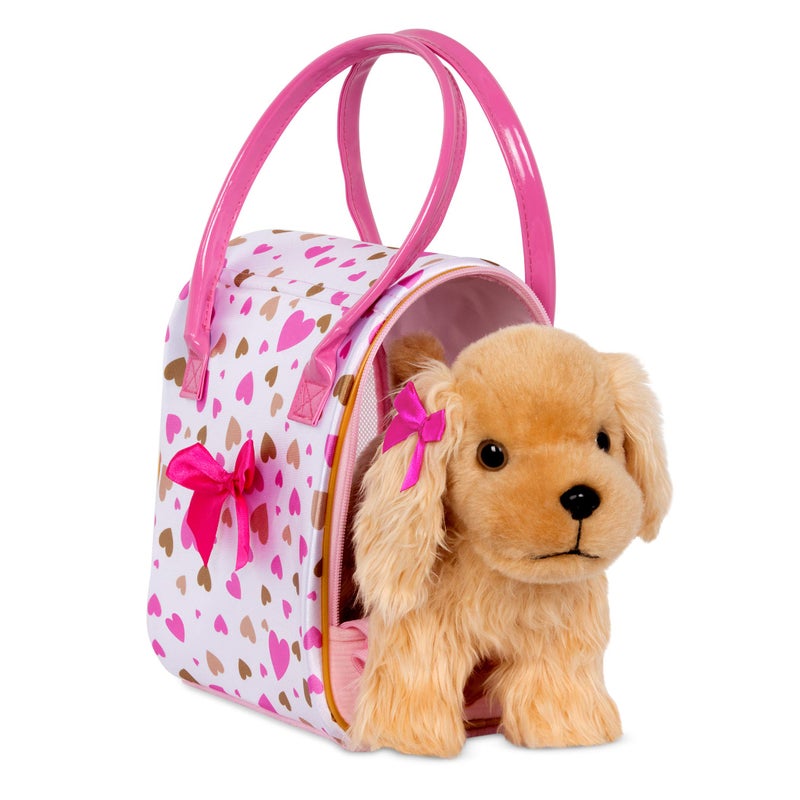 Pucci Pups - Gold & Pink Heart Print Glam Bag w/Cocker Spaniel, 8 inches - Image 2