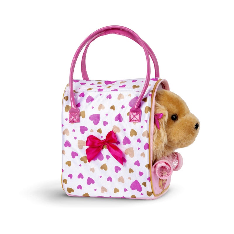 Pucci Pups - Gold & Pink Heart Print Glam Bag w/Cocker Spaniel, 8 inches - Image 5
