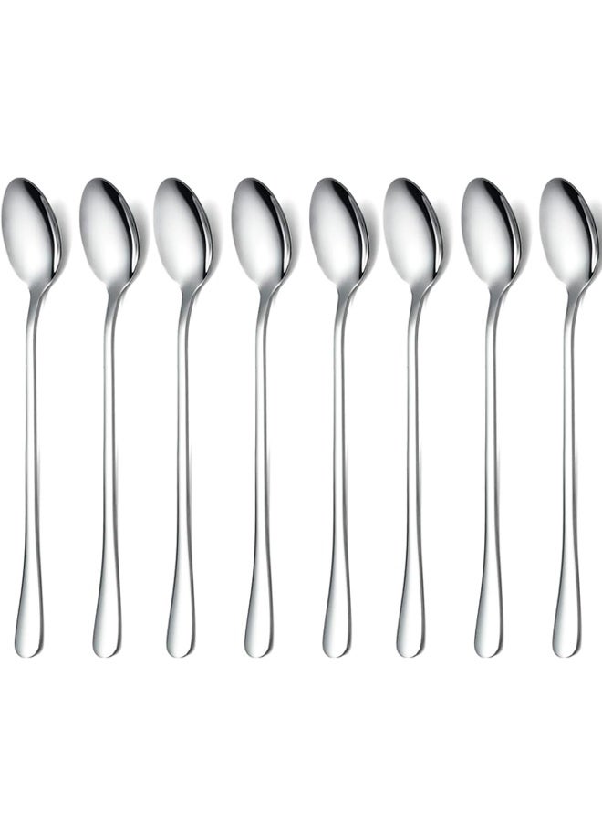 Set Of 8 Long Stirring Spoons For Coffee,Ice Cream,Long Handle Iced Teaspoons For Bar - Image 1