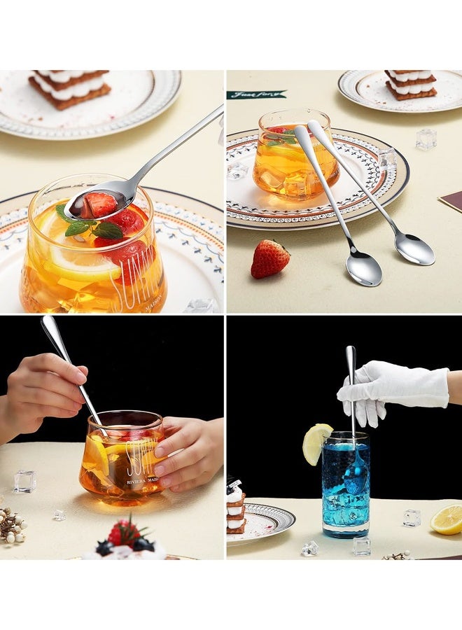 Set Of 8 Long Stirring Spoons For Coffee,Ice Cream,Long Handle Iced Teaspoons For Bar - Image 3