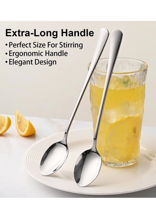 Set Of 8 Long Stirring Spoons For Coffee,Ice Cream,Long Handle Iced Teaspoons For Bar - Image 5