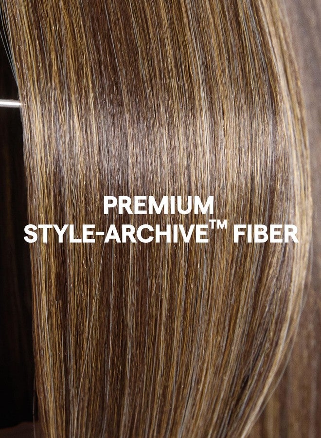 GORGIUS Dark Brown with Blonde Highlight Lace Wigs Long Straight Layered Wig Pre Cut Glueless Closure Wig Middle Part Ombre Hairstyle Upgraded with Style-Archive Premium Fiber - Image 5