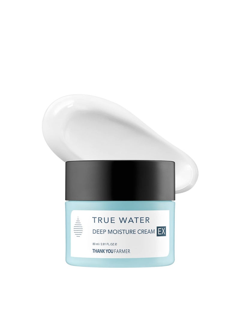 THANKYOU FARMER - THANKYOU FARMER True Water Deep Moisture Cream EX  Hyaluronic Acid Moisturizer Ceramide Panthenol Dermatologist Tested Korean Moisturizer for Face Fragrancefree 281 Fl Oz 80ml - Image 1