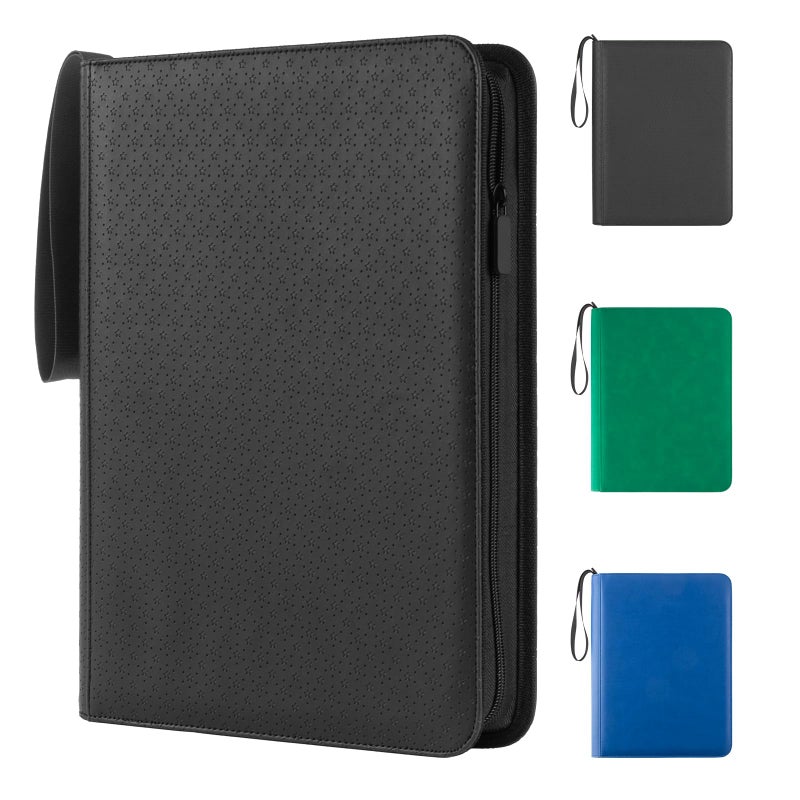 Prilino 9 Pocket Trading Card Binder - 432 Card Storage Capacity Card Binder, Premium Double-Sided PU Leather with Zip Closure, TCG/Games/Sports Card Protector & Album Folder for Collectors (Black) - Image 1