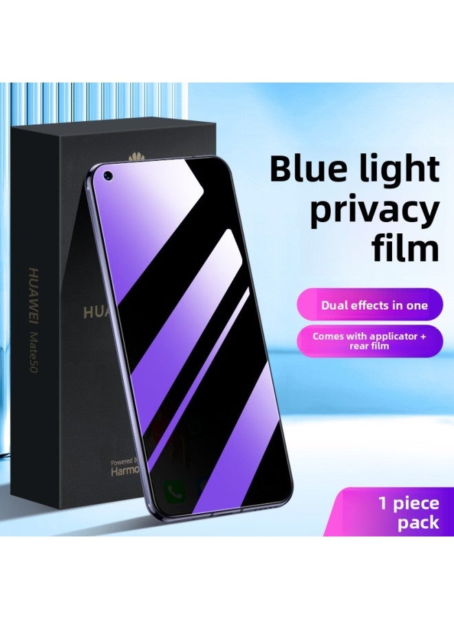 For Huawei Nova 7 Tempered Film Nove7se Anti-Peep Film Novo Full Screen Coverage Anti-Blue Light Note7 Mobile Phone N-Colour:[blue Light Privacy Film] [1 Piece] Eye Protection And Privacy Protection Two-in-one◉Comes With Anti-scratch Back Film-Size:For Huawei Nova 7 Se 5g Active Edition  - Image 1